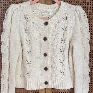 Anthropologie Cream Button-Up Cardigan